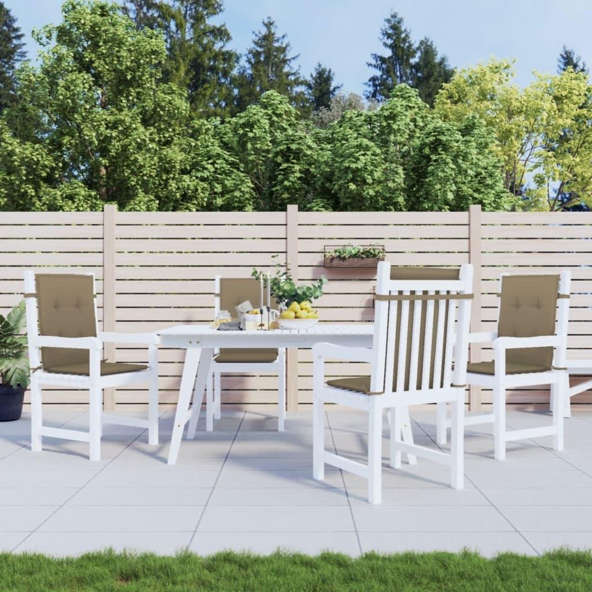 VIDAXL Coussins de chaise a dossier bas lot de 4 taupe melange tissu