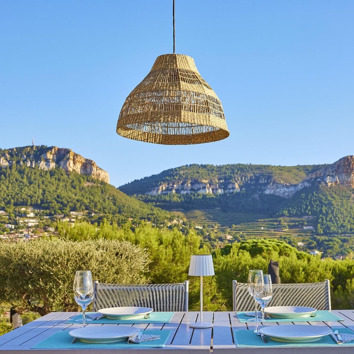 Lumisky Suspension d'extérieur avec cable MERIDA Beige Corde H34cm