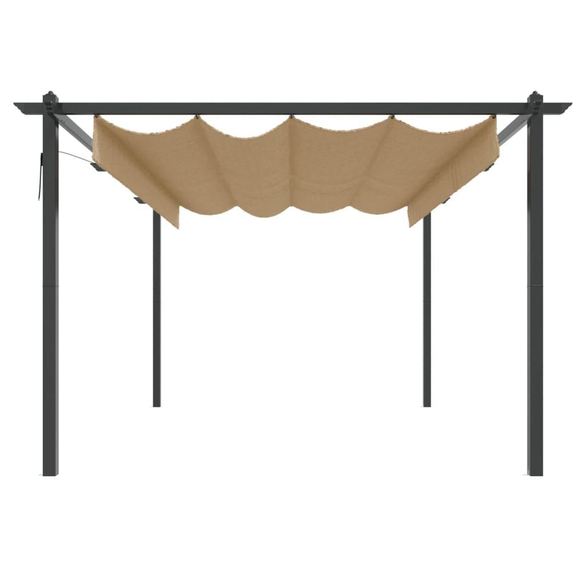Voir la diapositive 3 : VIDAXL Tonnelle de jardin avec toit retractable 4x3 m Taupe