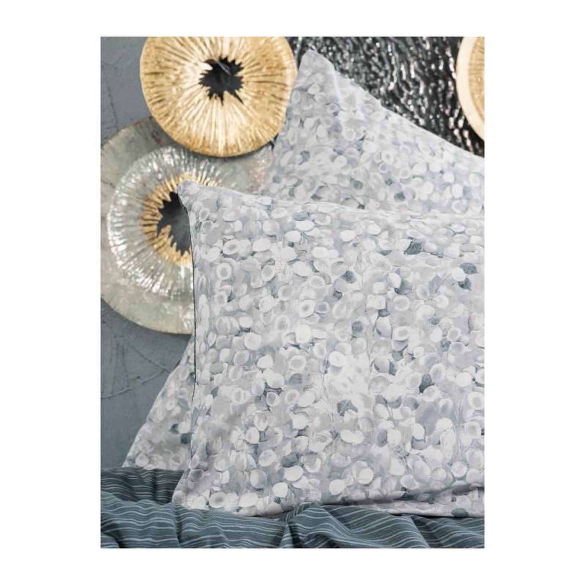 Voir la diapositive 2 : GENERIQUE Parure de lit - 129CTN64281 - 1 housse de couette 220 x 240 cm + 2 taies d'oreiller 60 x 60 cm - 100% coton ranforcé - Anthraci