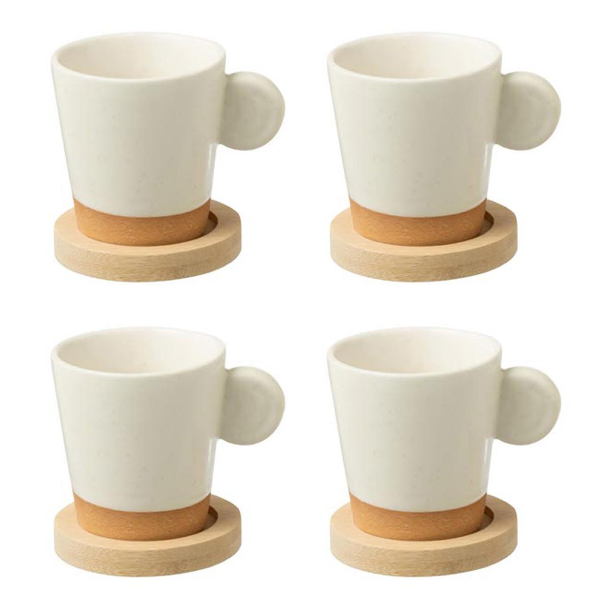 J-LINE Lot de 4 tasses à café  avery  7,5cl blanc