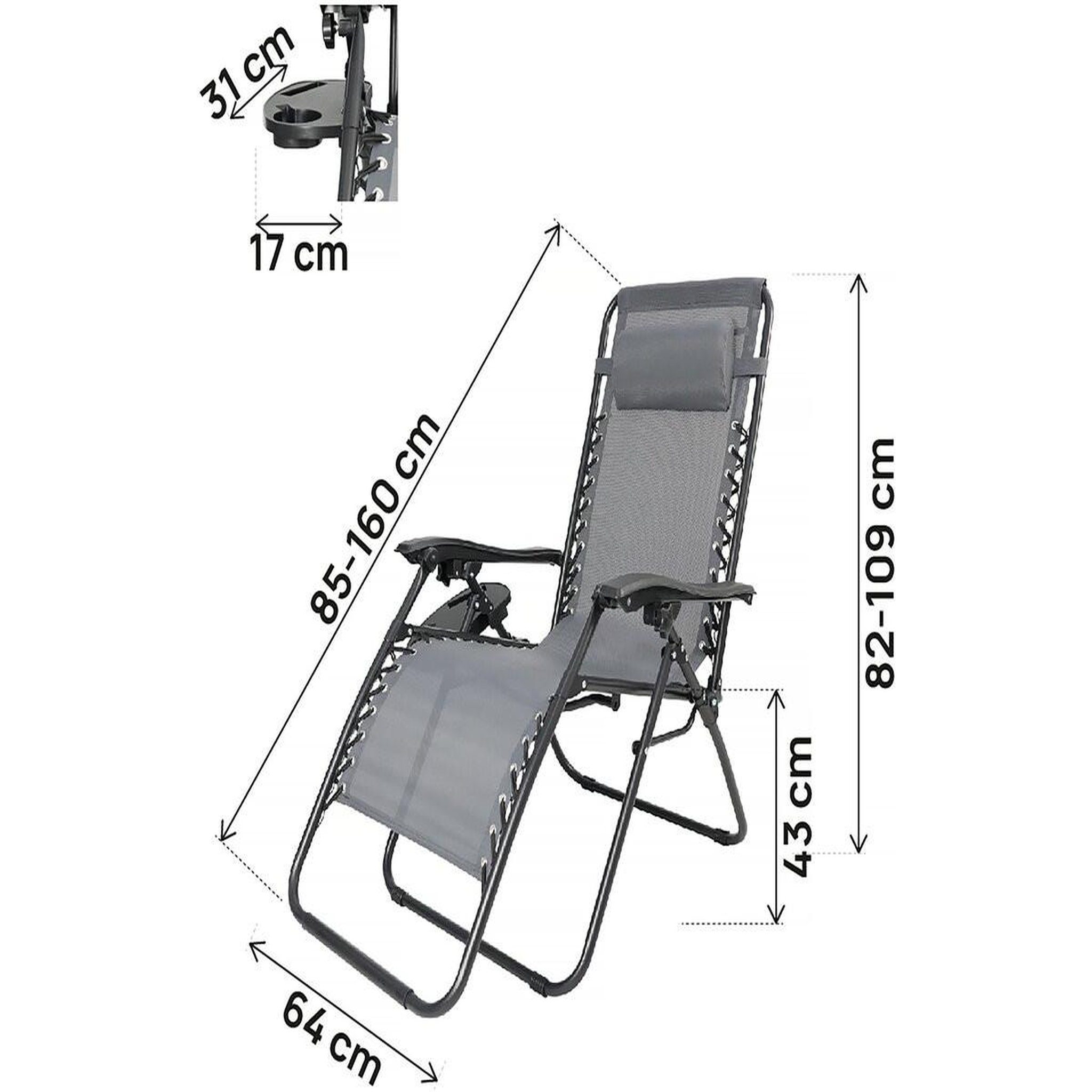 Voir la diapositive 3 : Habitat et Jardin Fauteuil de jardin relax zéro gravité  sintra  - gris