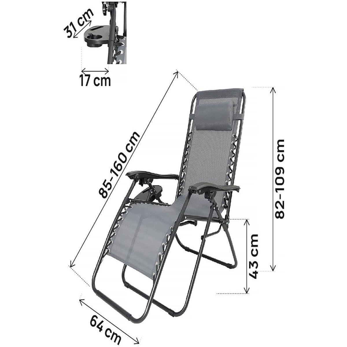 Habitat et Jardin Fauteuil de jardin relax zéro gravité  Sintra  - Gris