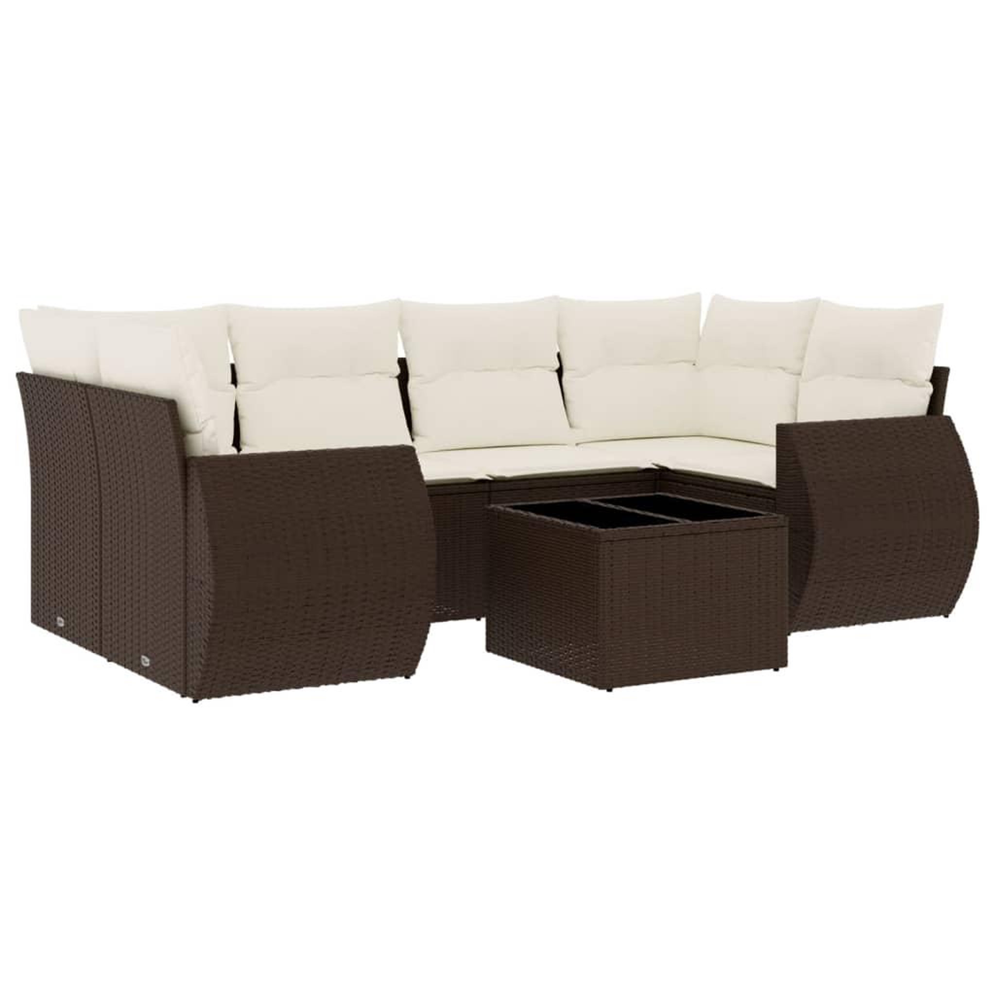 Voir la diapositive 2 : VIDAXL Salon de jardin avec coussins 7 pcs marron resine tressee