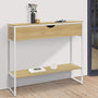Voir la diapositive 2 : ID MARKET Console 1 tiroir DETROIT 1 étagère design industriel bois et métal blanc