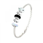 SC CRYSTAL Bracelet de charms perles noirs et blancs et acier SC Crystal