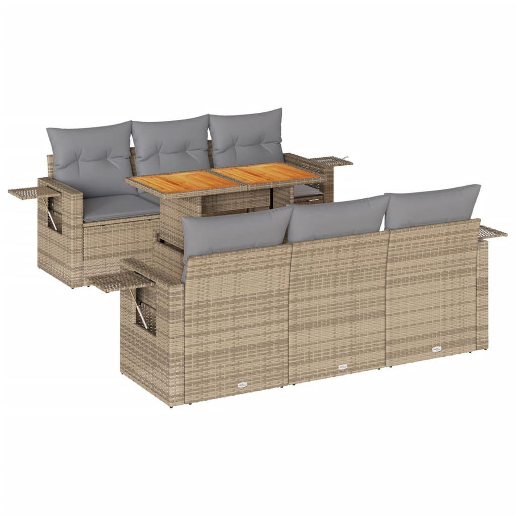 Voir la diapositive 2 : VIDAXL Salon de jardin avec coussins 7 pcs beige resine tressee