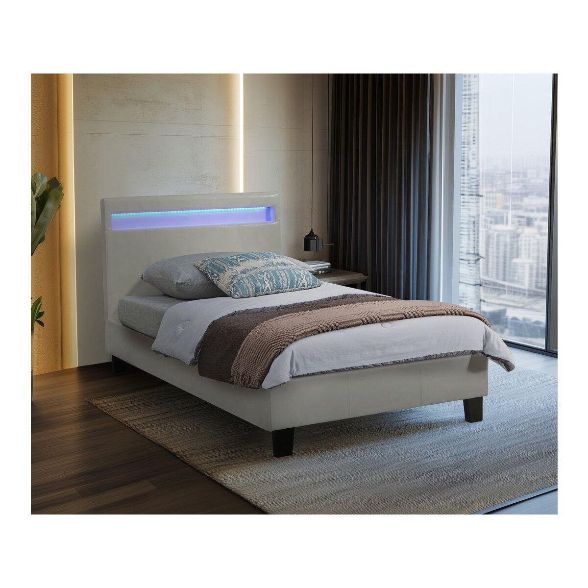 Habitat et Jardin Lit avec LED  Maria  90 x 190 cm - Blanc