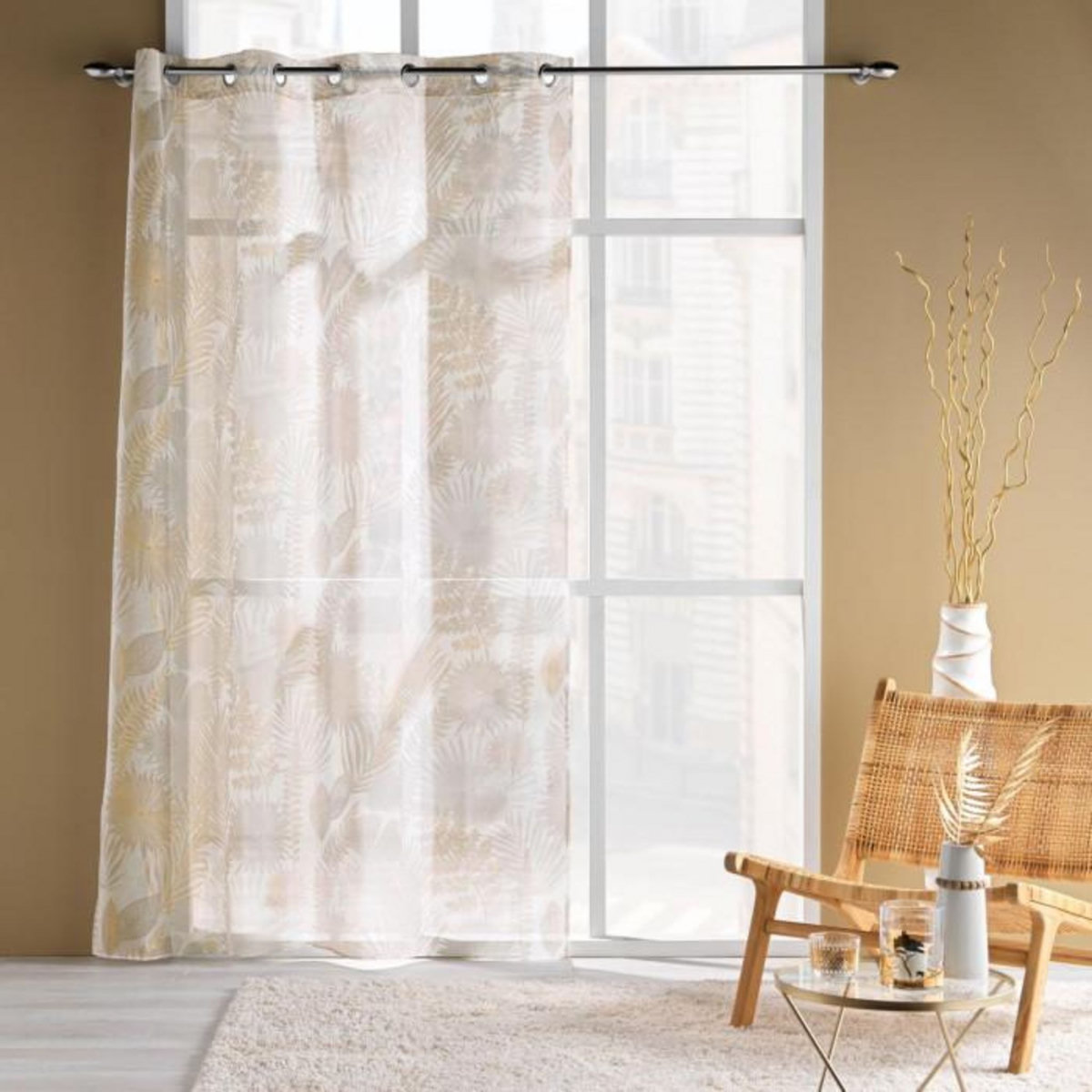 Paris Prix Rideau Voilage à Œillets  Melisse  140x240cm Multicolore