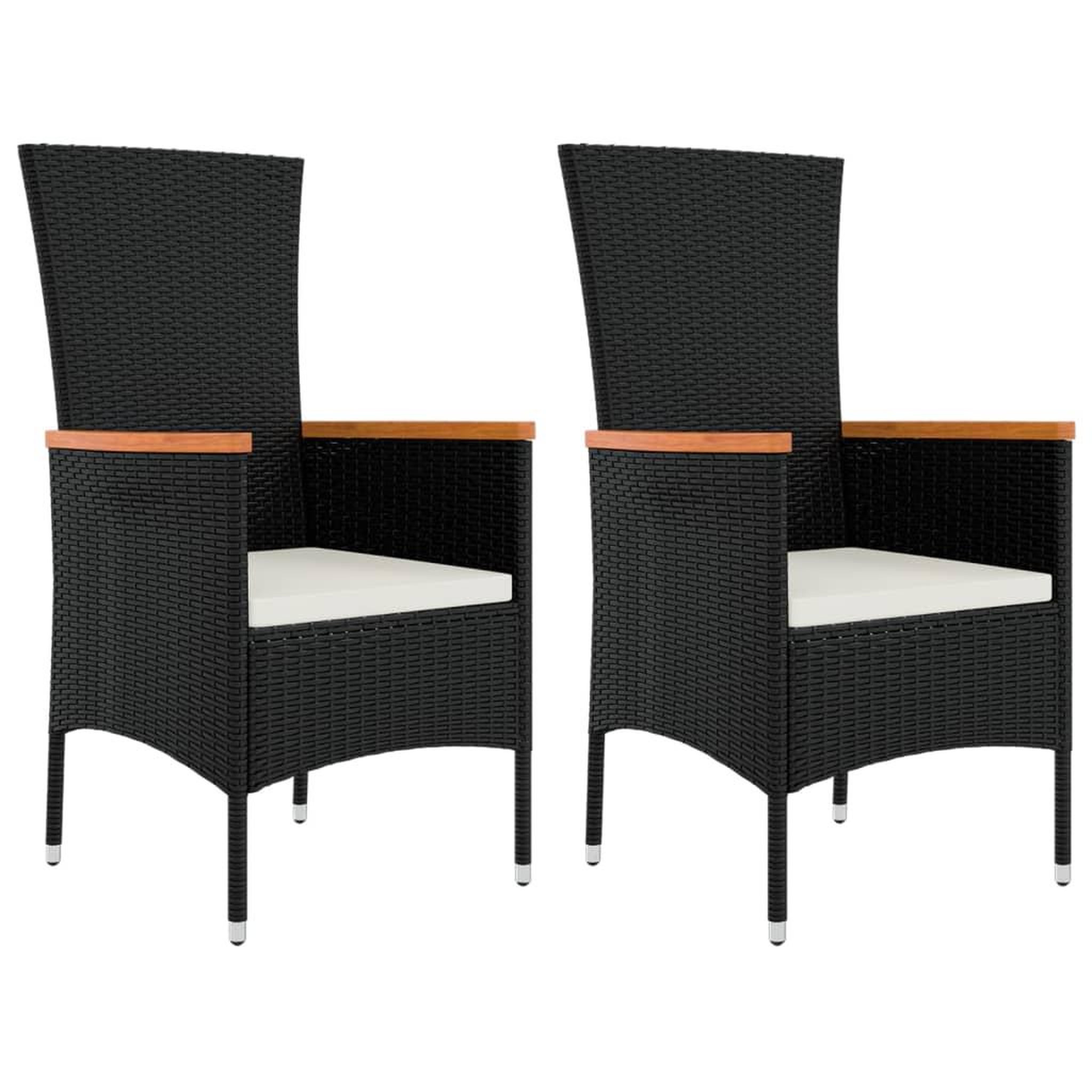 Voir la diapositive 2 : VIDAXL Chaises de jardin lot de 2 avec coussins Resine tressee Noir