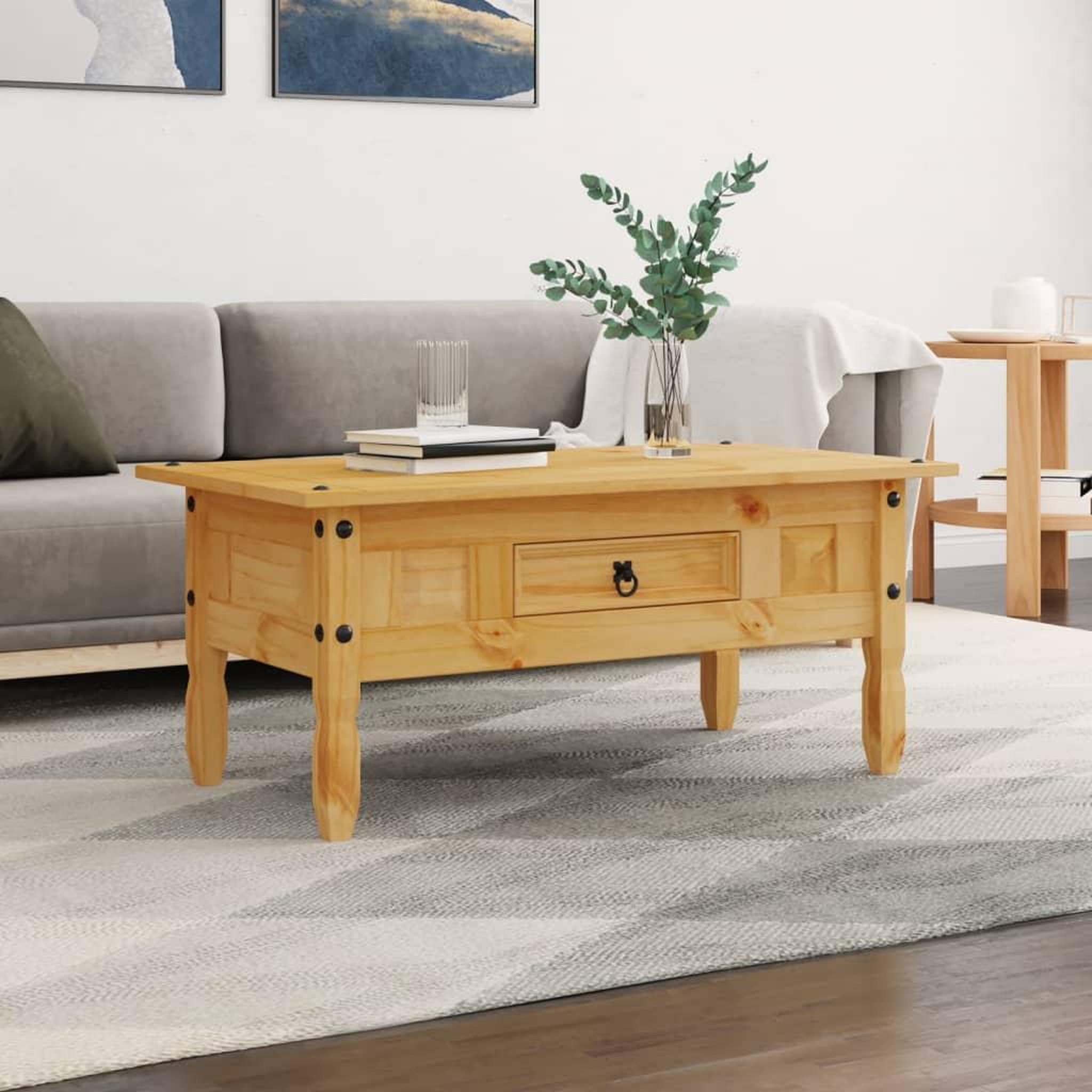 Voir la diapositive 1 : VIDAXL Table basse Pin mexicain Gamme  100 x 55 x 44 cm