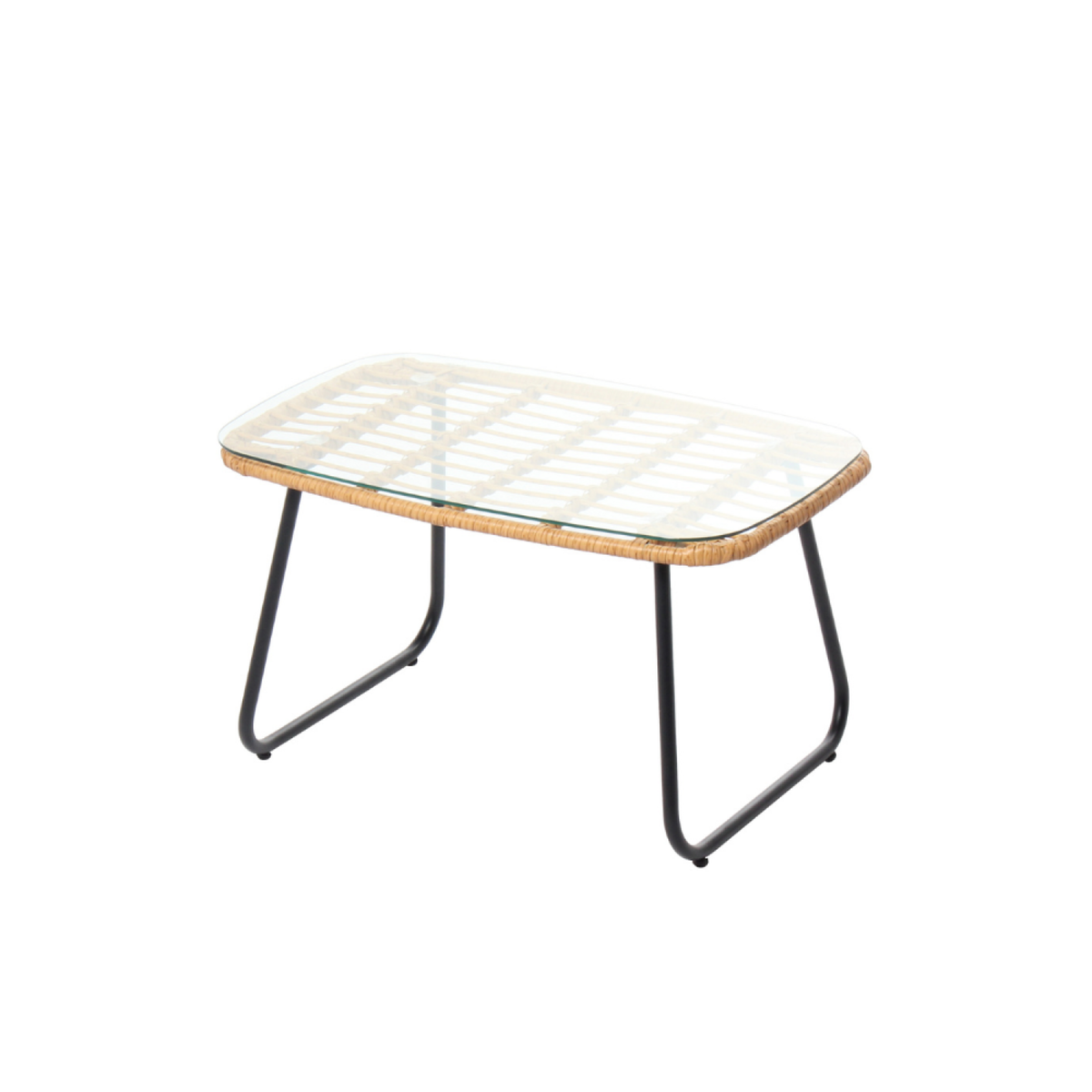 CONCEPT USINE Salon de jardin bas 4 places effet rotin GRENADE