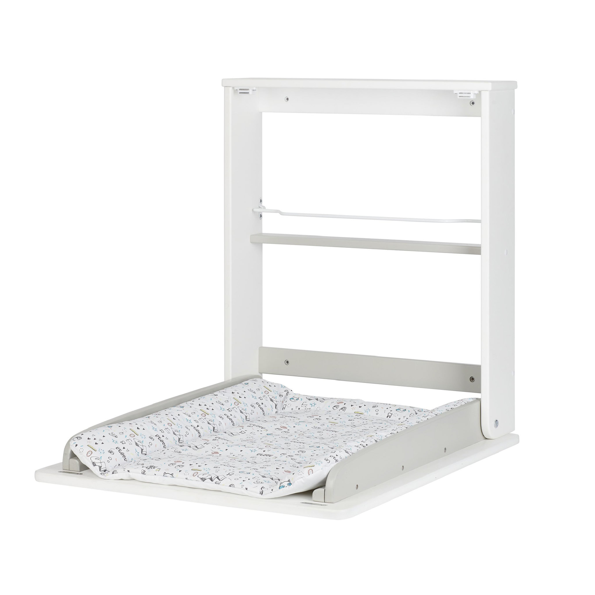 Voir la diapositive 3 : BADABULLE Table à langer murale Plouf compacte avec matelas à langer