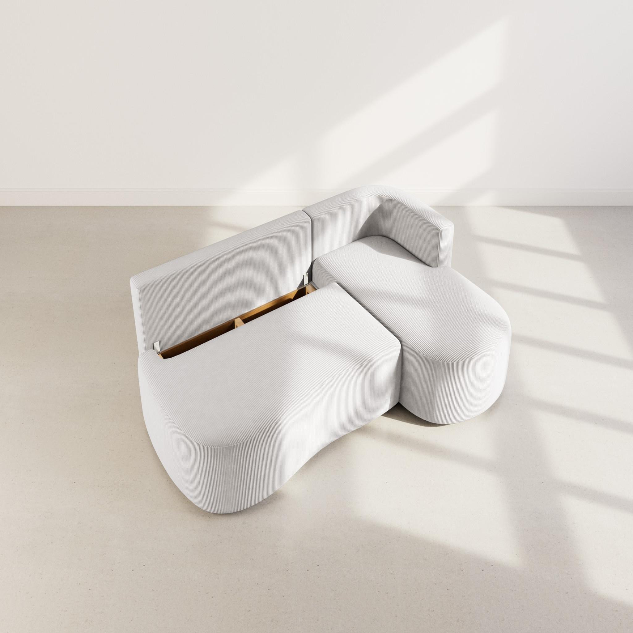 Voir la diapositive 3 : BEST MOBILIER Mahina - canapé d'angle droit 4 places convertible avec coffre en velours côtelé