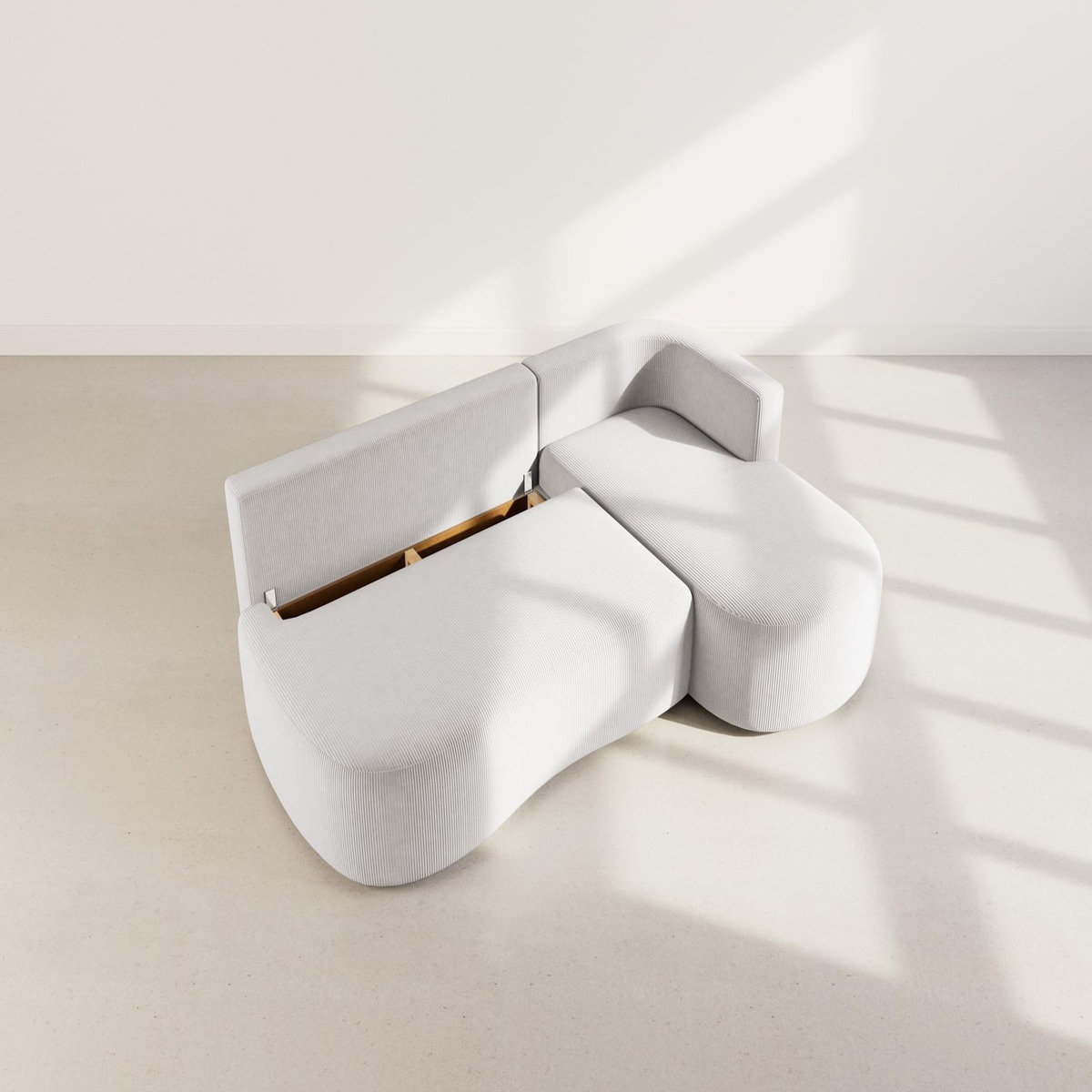 LISA DESIGN Mahina - canapé d'angle droit 4 places convertible avec coffre en velours côtelé