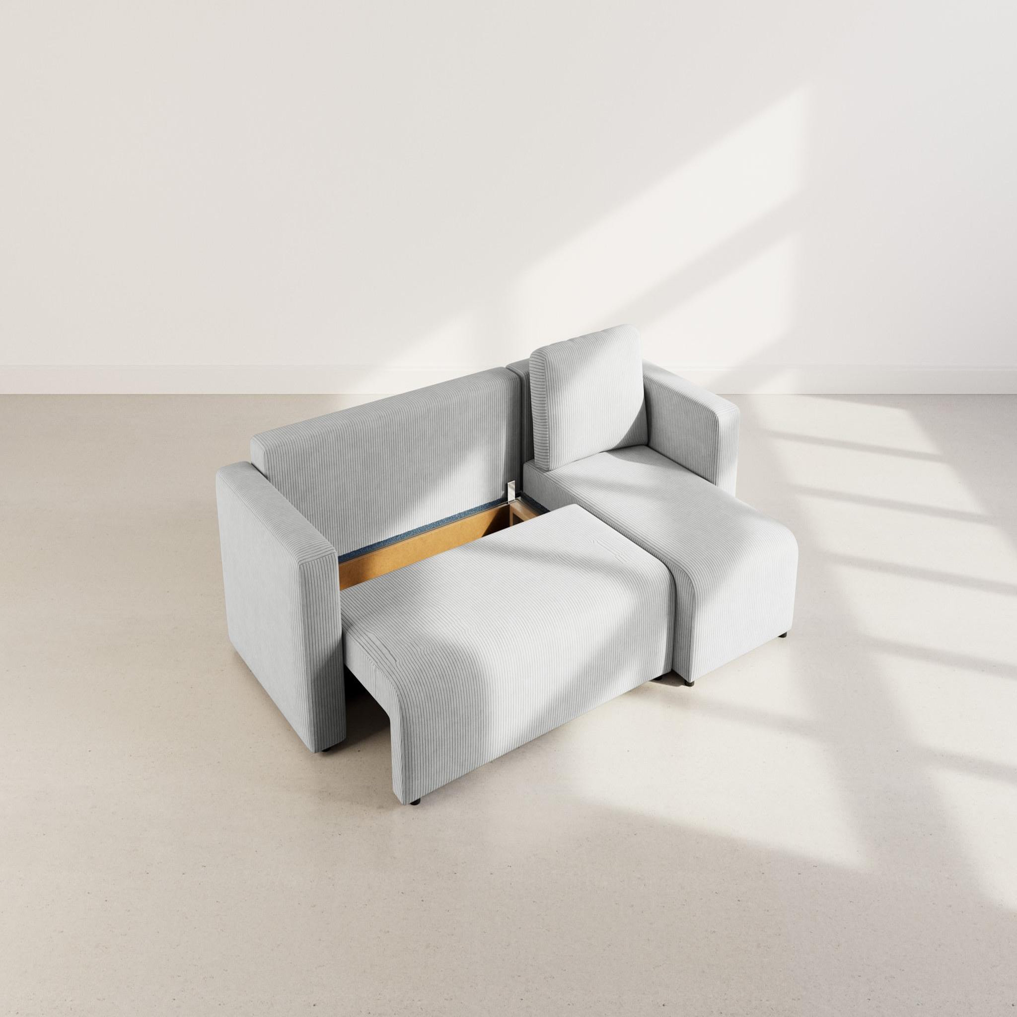 Voir la diapositive 3 : BEST MOBILIER Canopy - canapé d'angle réversible 4 places convertible avec coffre en velours côtelé