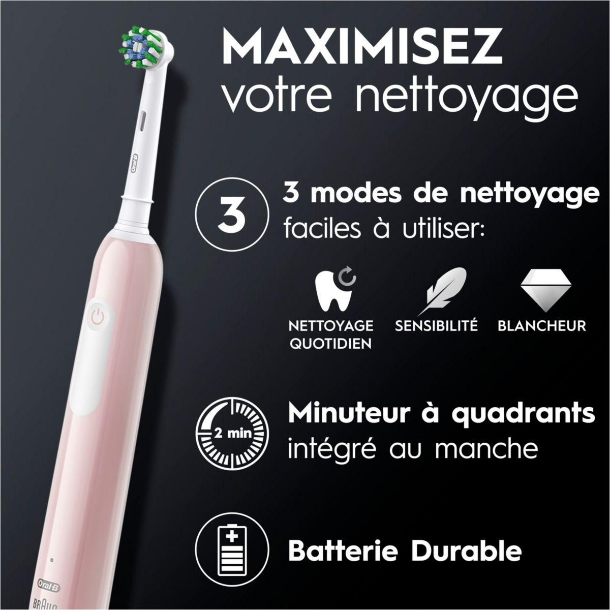 ORAL B Brosse à dents électrique Pro 1 Rose Cross Action + 1 brossette