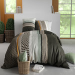 ATELIER DU COTON Parure housse de couette imprimée 100% coton 57fils URBANIK. Coloris disponibles : Gris