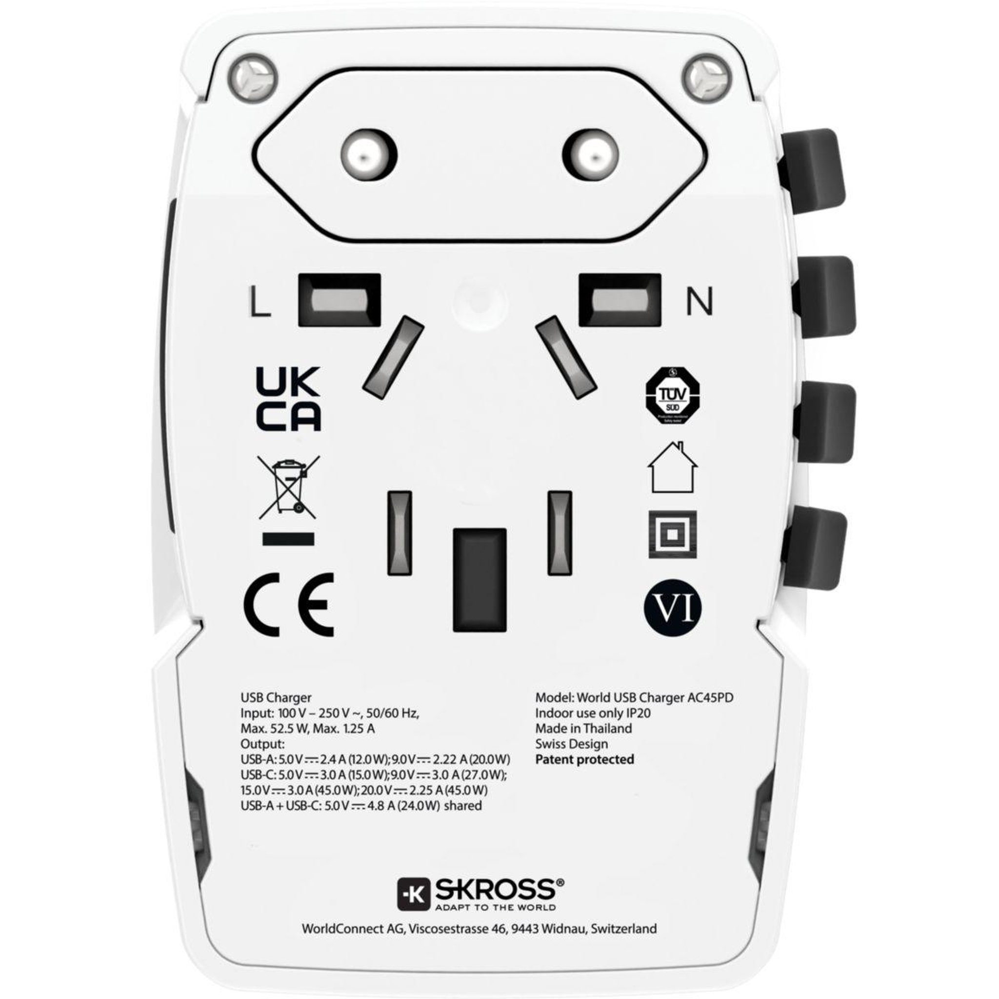 Voir la diapositive 4 : Skross Adaptateur de voyage chargeur monde 45 w + cable