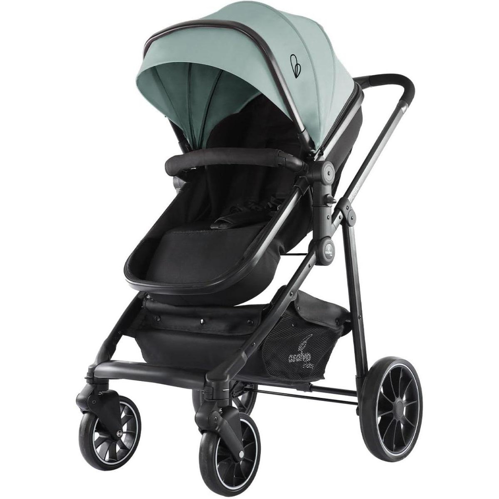 Voir la diapositive 3 : Asalvo Poussette Dubaï II en Vert Olive - Confort et Sécurité pour Bébé