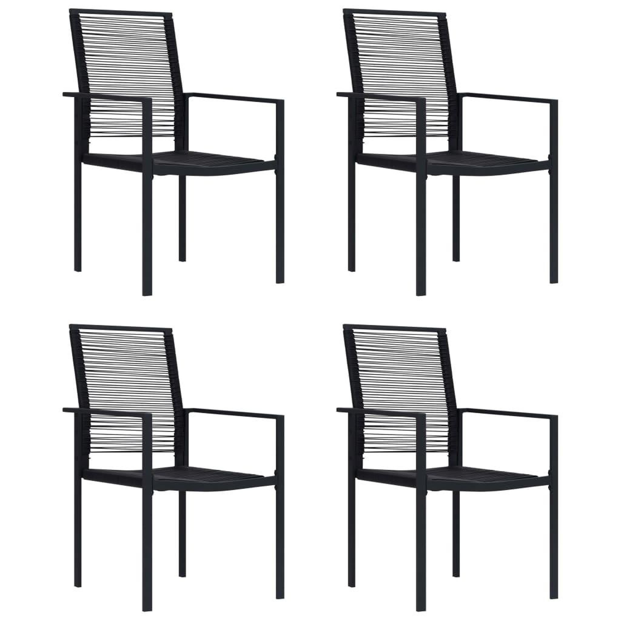 Voir la diapositive 1 : VIDAXL Chaises de jardin lot de 4 Rotin PVC Noir