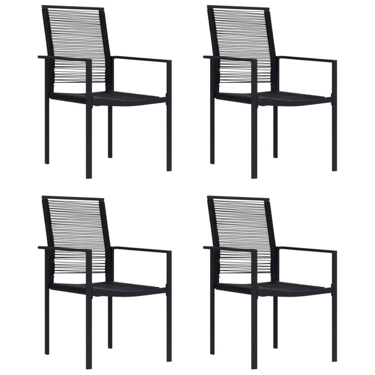 VIDAXL Chaises de jardin lot de 4 Rotin PVC Noir