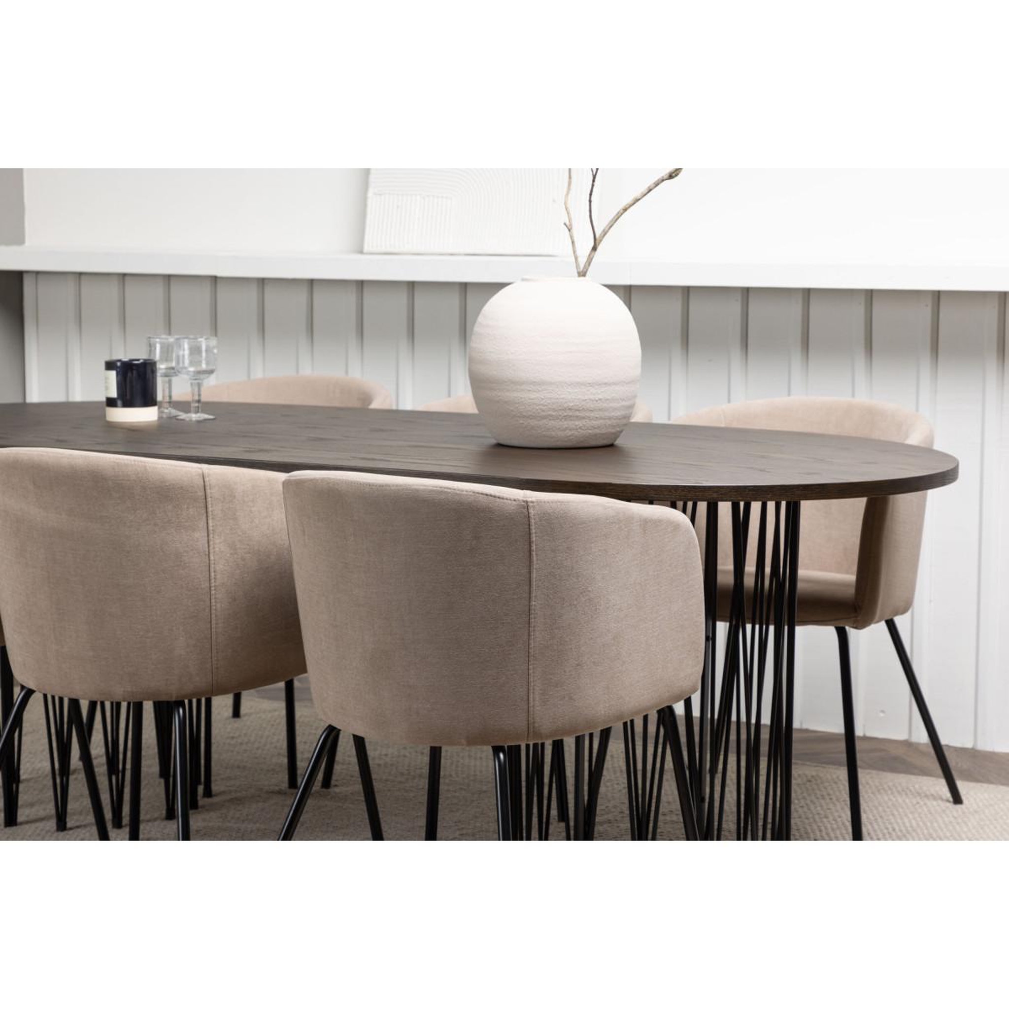 Voir la diapositive 6 : Paris Prix Ensemble table à manger & 6 chaises  stone & berit  220cm brun & beige