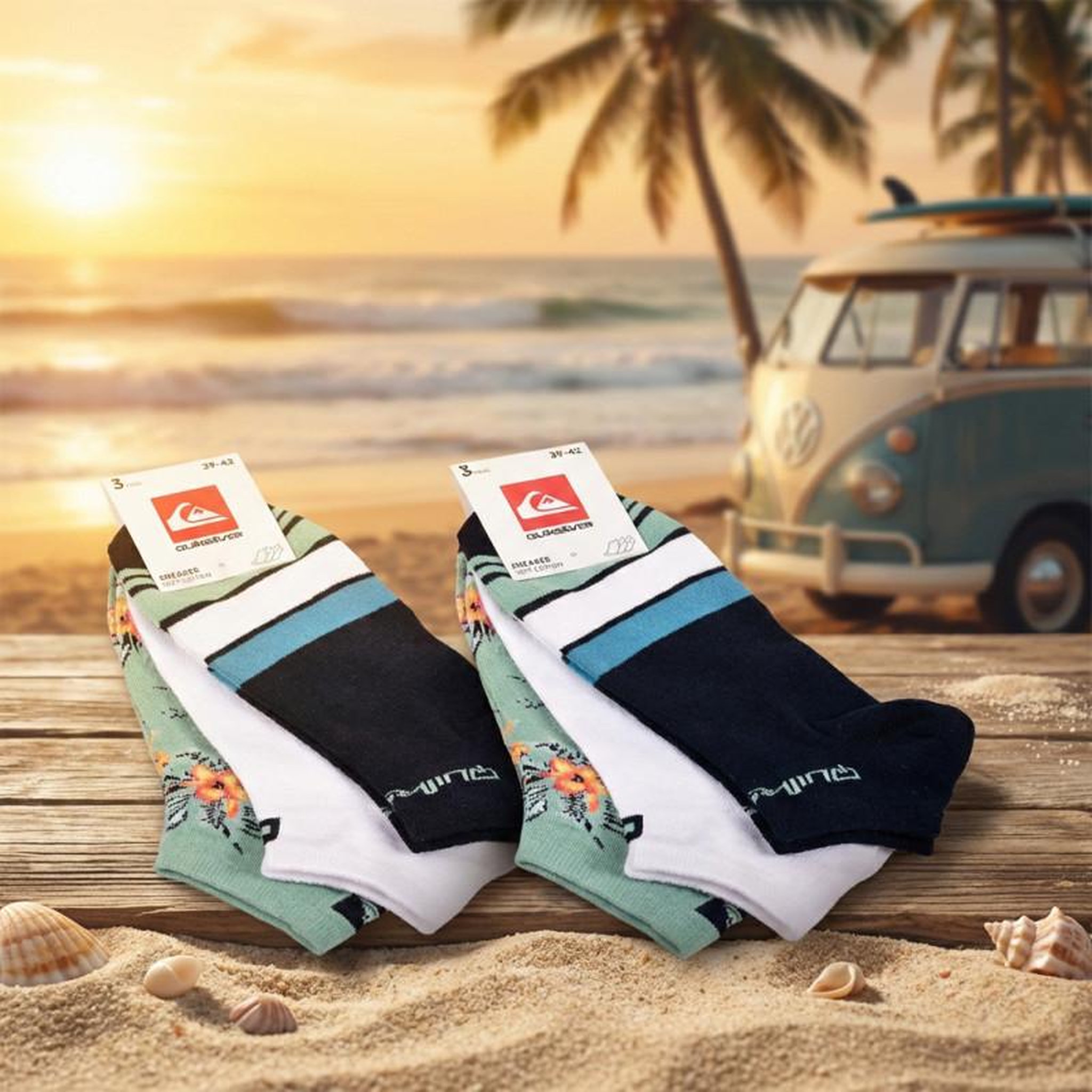 Voir la diapositive 5 : QUIKSILVER Quiksilver pack de chaussettes homme sneaker– lot 6 paires sport