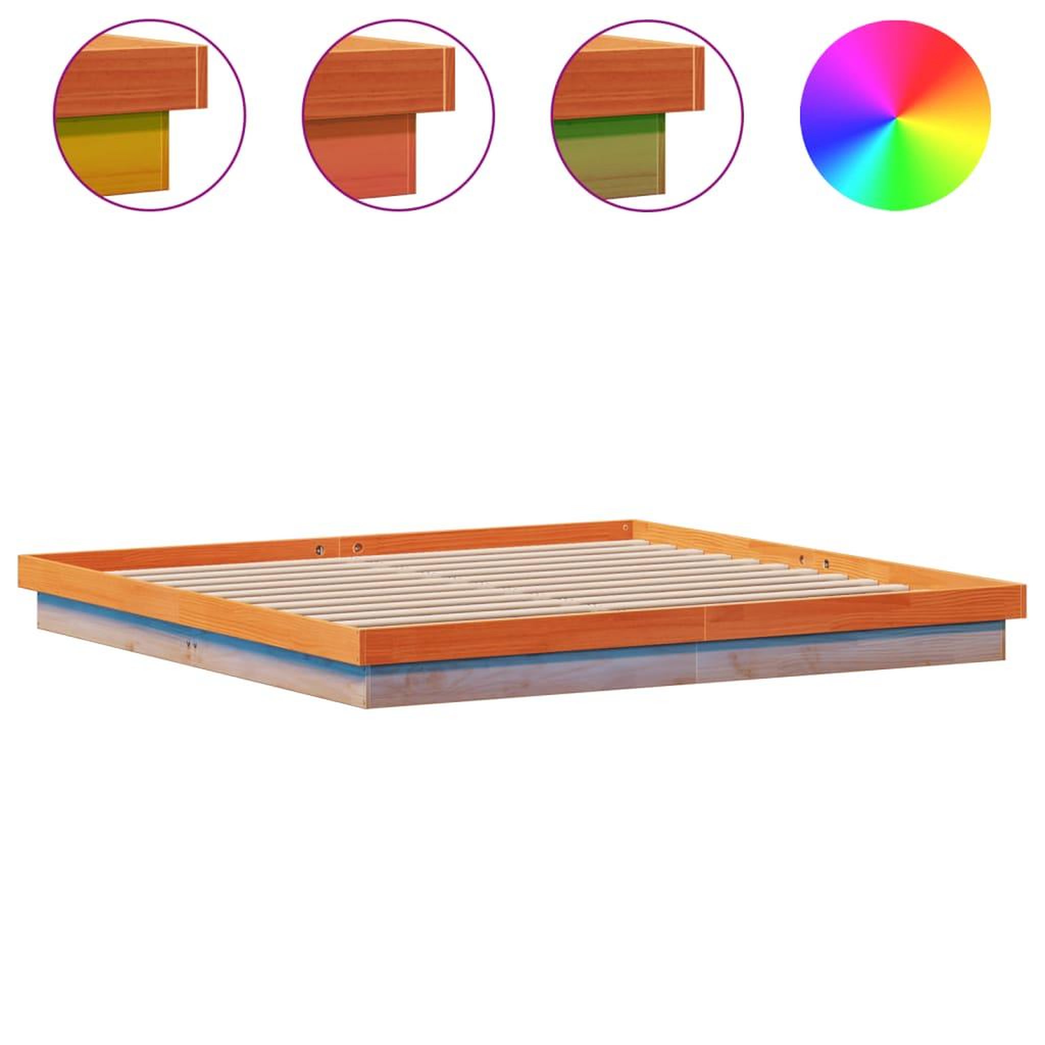 Voir la diapositive 2 : VIDAXL Cadre de lit a LED sans matelas 200x200 cm bois massif