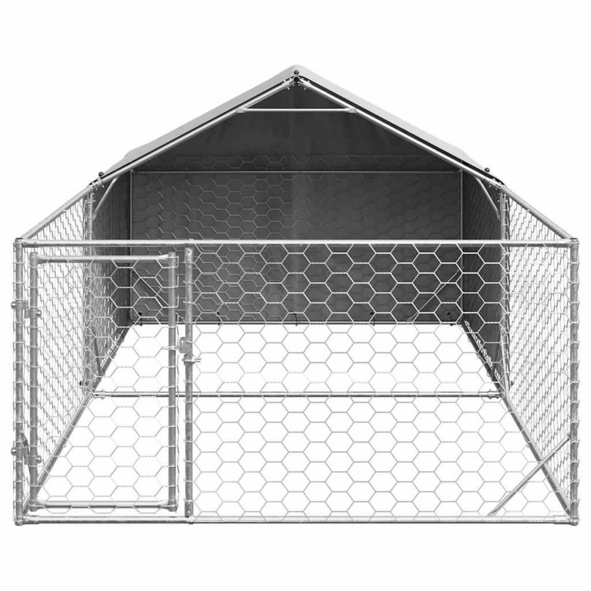 VIDAXL Niche d'exterieur pour chien enclos 5x2x1,5 m acier galvanise