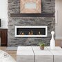 Voir la diapositive 2 : HOMCOM Cheminée bioéthanol murale design Bauhaus - triple brûleur 1 L - pare-feu verre trempé, kit fixation inclus - acier inox. acier dépoli blanc