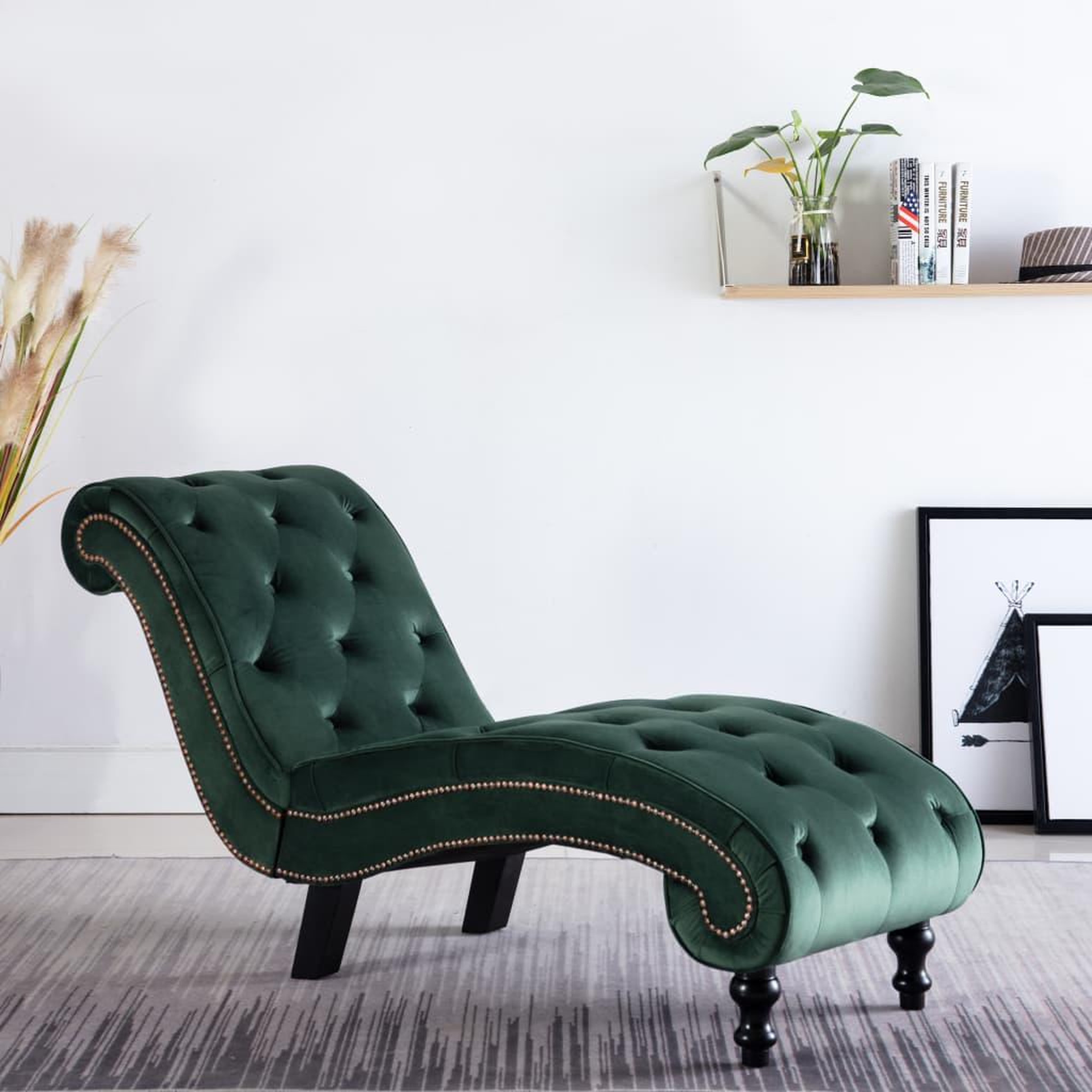 Voir la diapositive 1 : VIDAXL Chaise longue Velours Vert