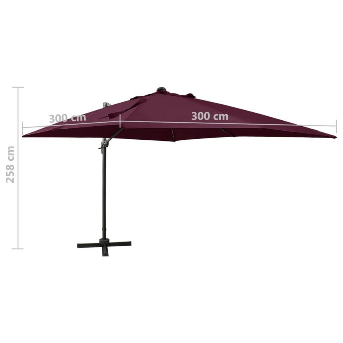 VIDAXL Parasol de jardin en porte-a-faux avec mat et lumieres LED