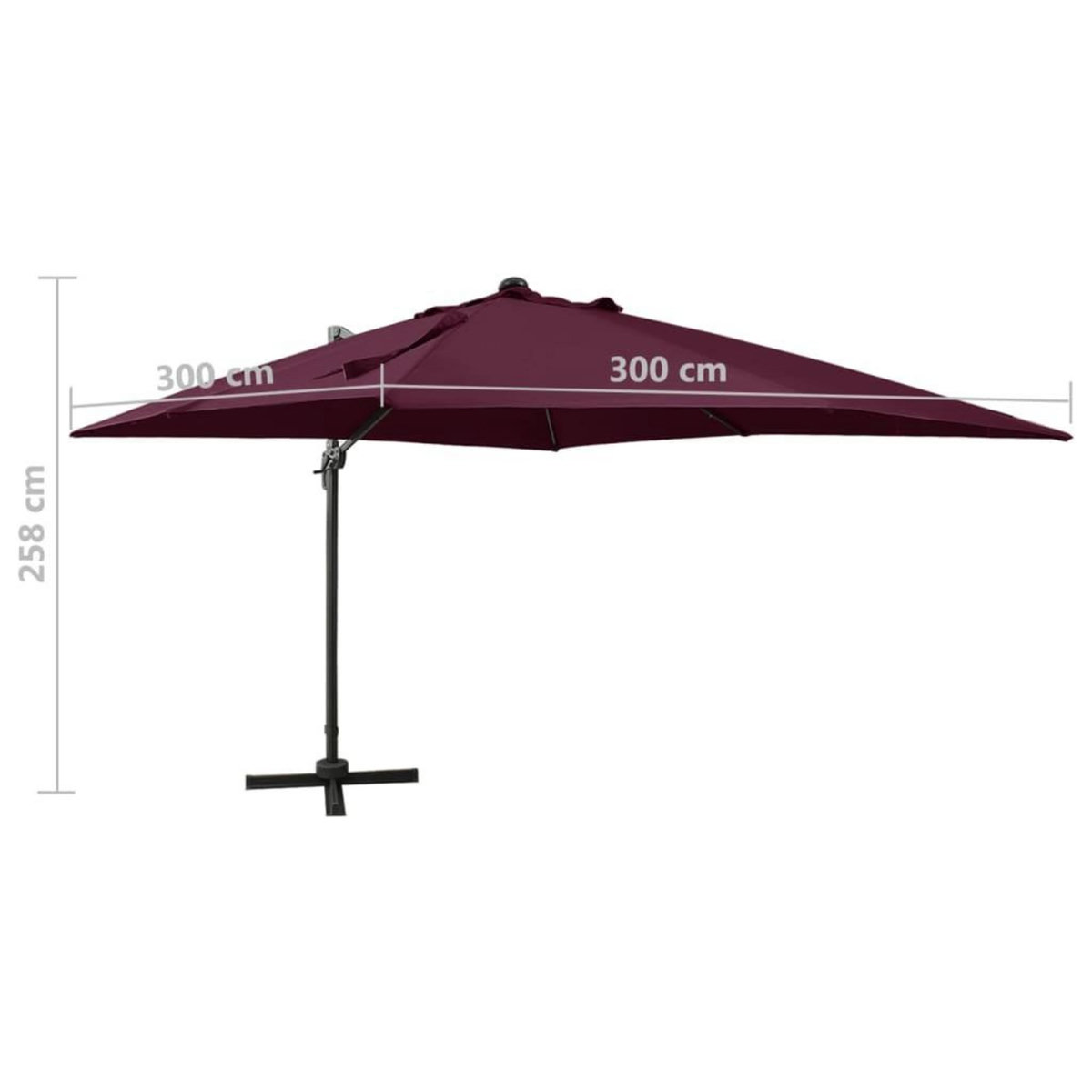 VIDAXL Parasol de jardin en porte-a-faux avec mat et lumieres LED