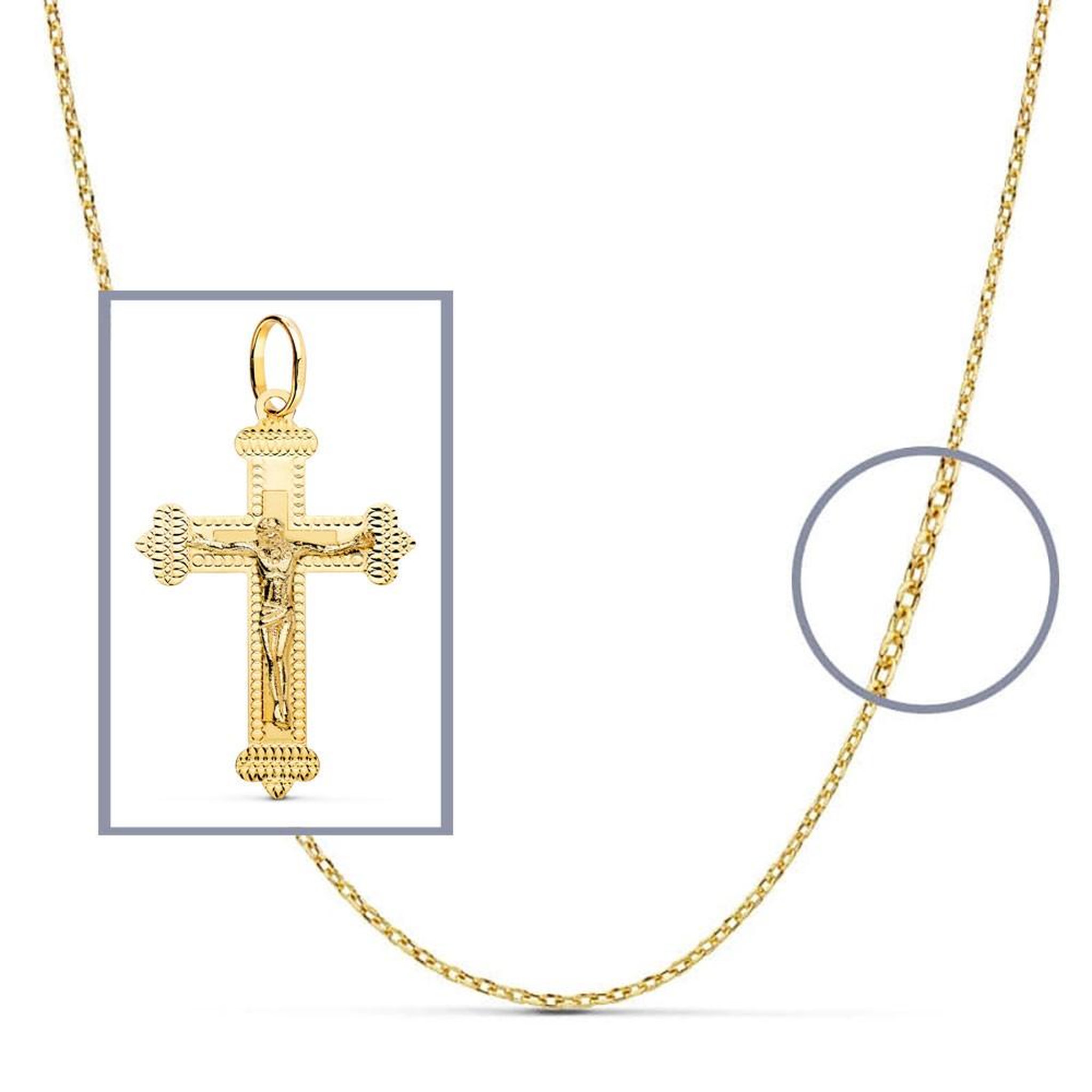 Voir la diapositive 2 : L'ATELIER D'AZUR Pendentif  - Médaille Christ sur la Croix Or 18 Carats 750 Jaune - Chaine Offerte