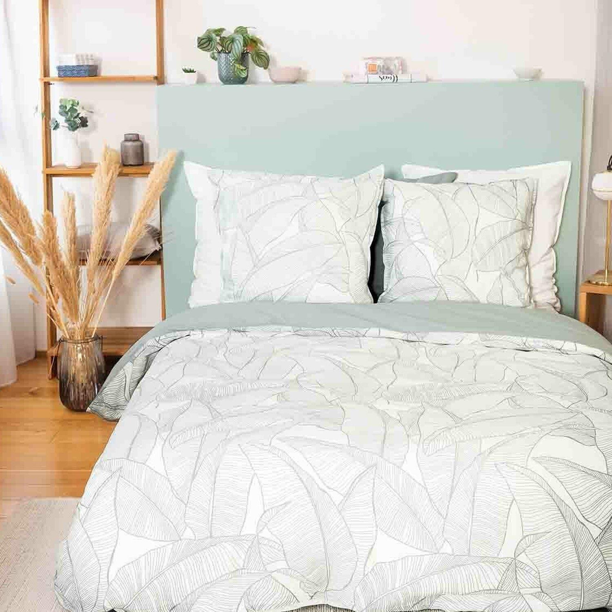 Voir la diapositive 1 : Home collection Parure housse de couette coton-lin lavé 115g/m² + coton lavé 57 fils/cm² pampelune