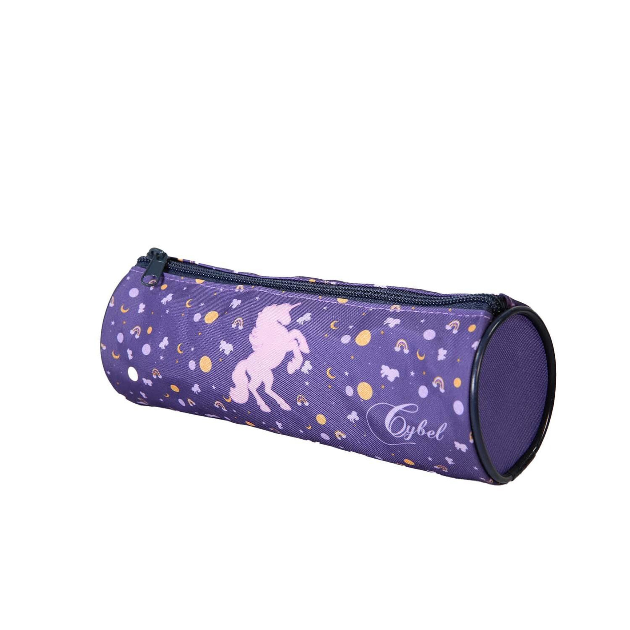 Voir la diapositive 2 : Bagtrotter Cybel - Trousse Scolaire Ronde - Violet - Fille - 1 Compartiment Zippé