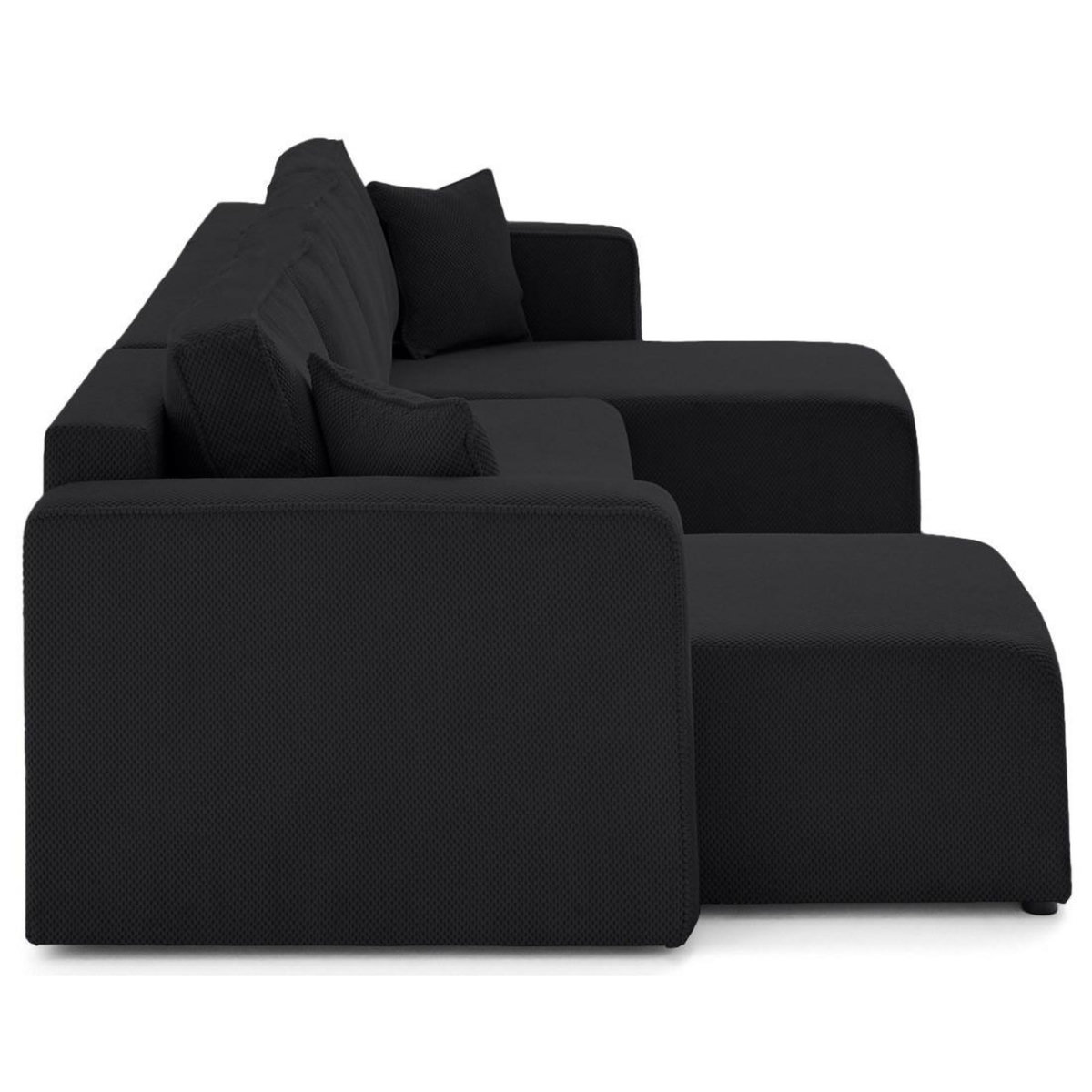 BEST MOBILIER Topaze - canapé panoramique en u 7 places convertible avec coffre en velours texturé