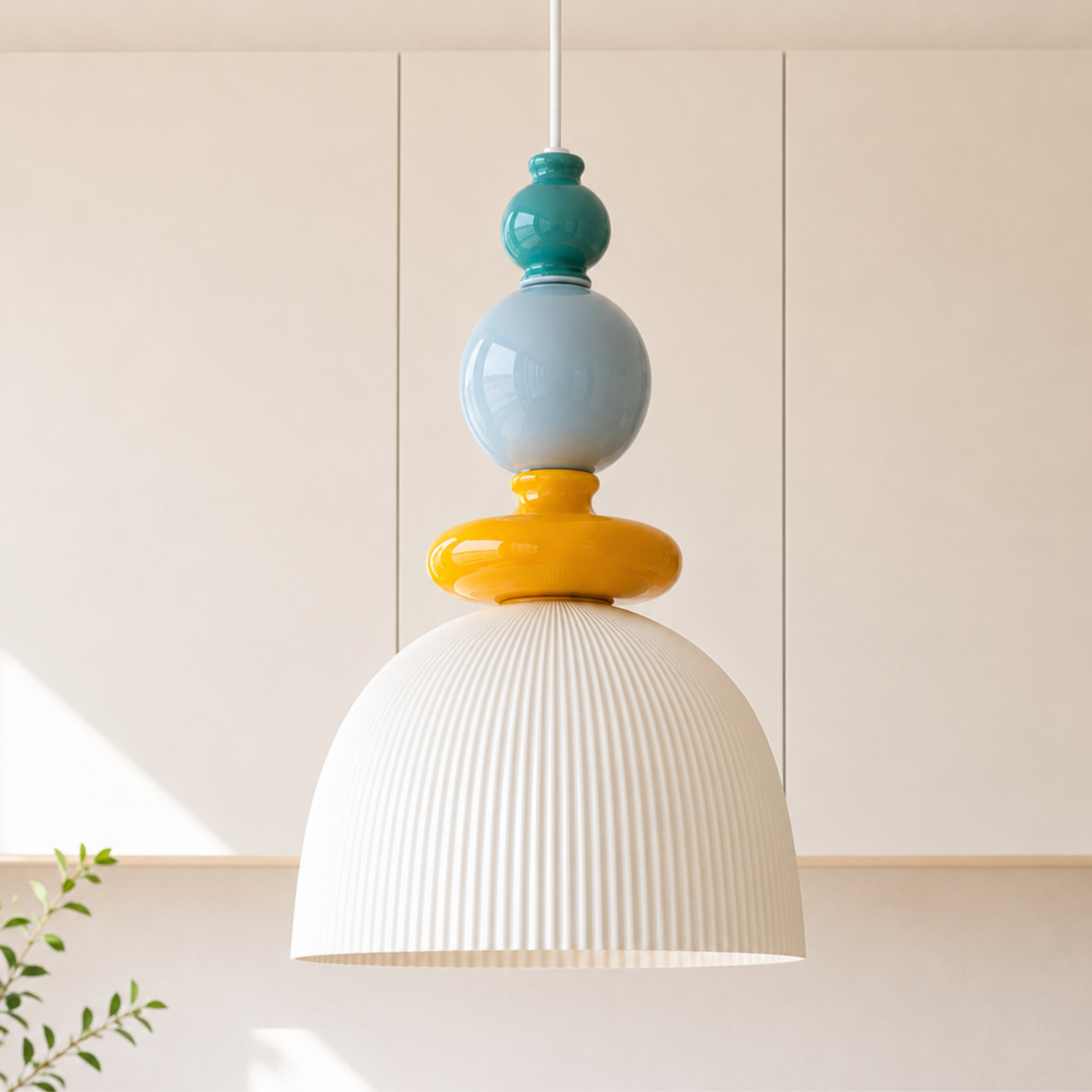 Voir la diapositive 2 : MAISON PAVANE Suspension en céramique multicolore D24,2 cm-Pili