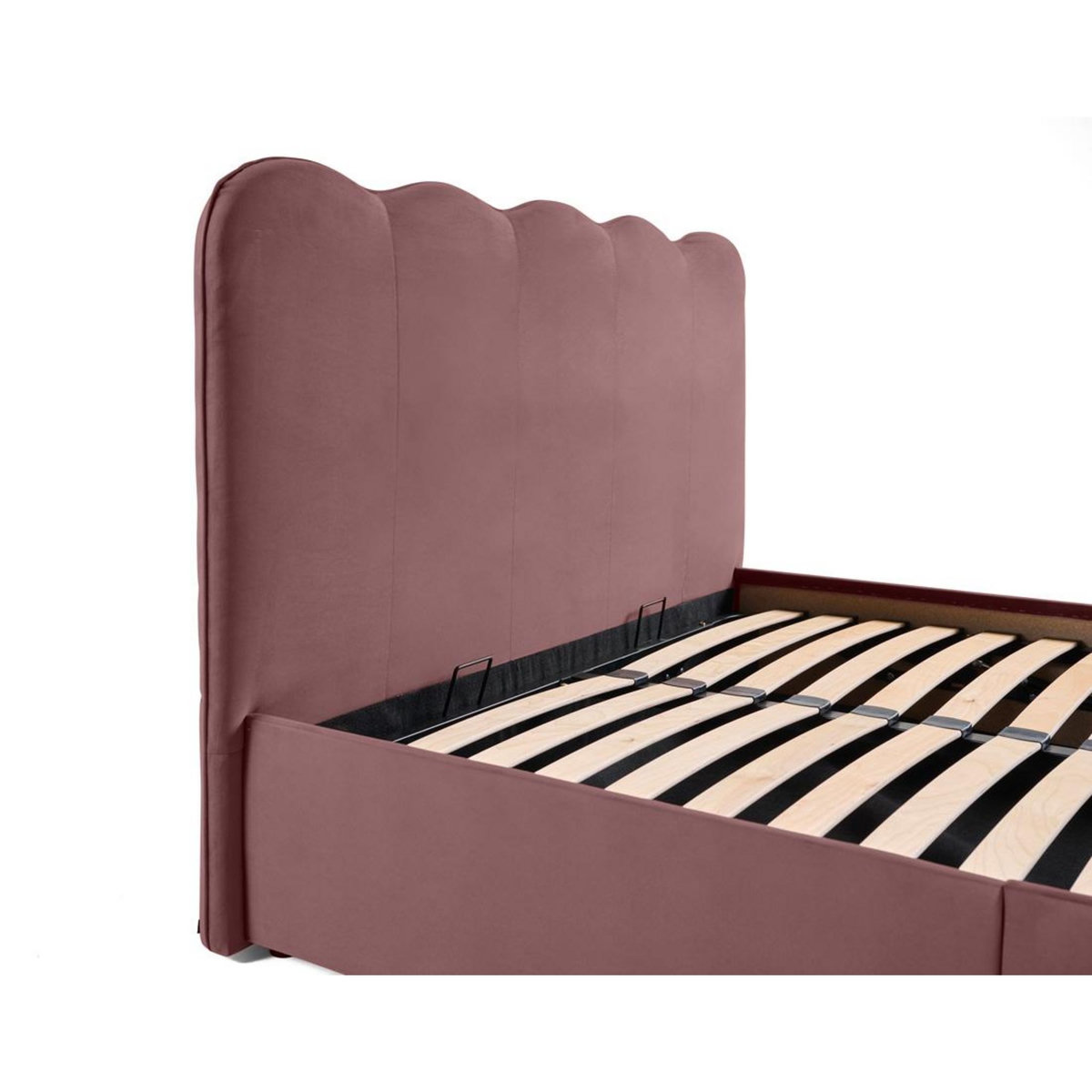 BEST MOBILIER Kahlo - lit coffre - 140x190 - en velours - sommier inclus