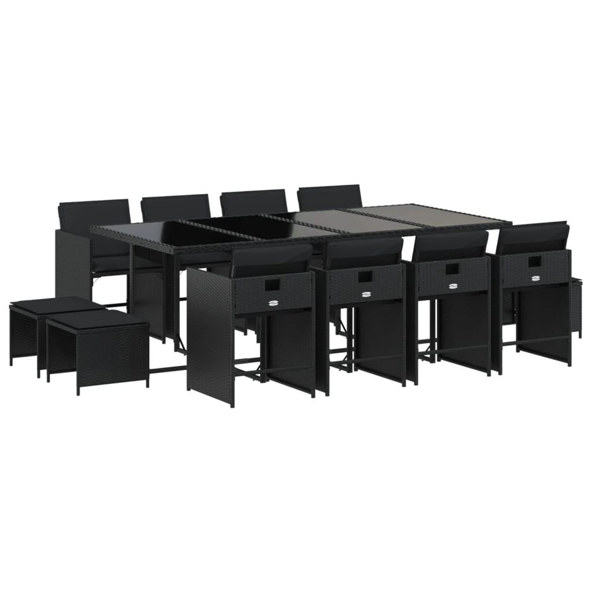Voir la diapositive 2 : VIDAXL Ensemble a manger de jardin 13 pcs coussins noir resine tressee