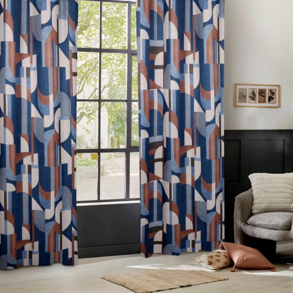 ATMOSPHERA Rideau Occultant à Œillets  Elena  135x260cm Bleu Foncé