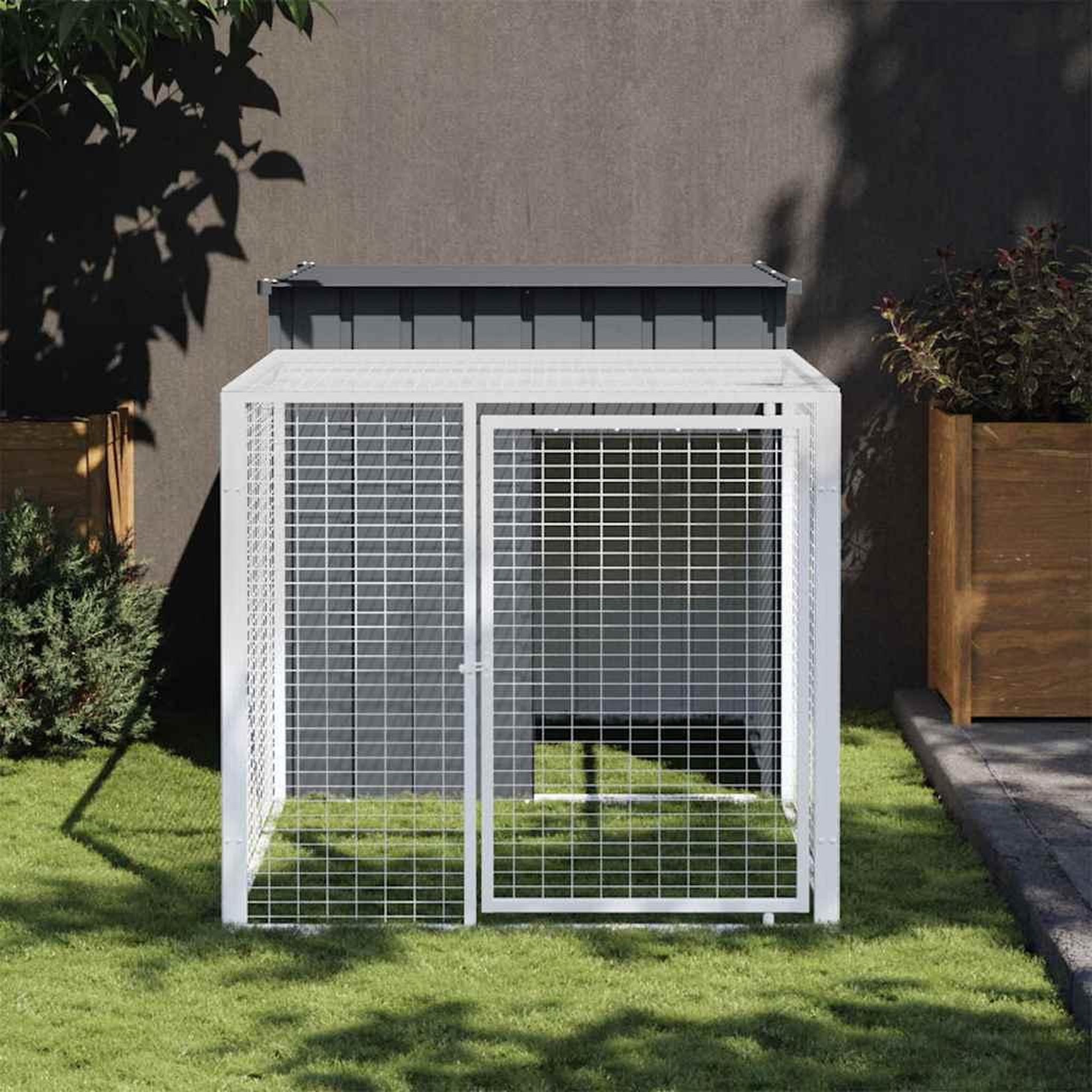 VIDAXL Poulailler avec cour anthracite 110x201x110 cm acier galvanise