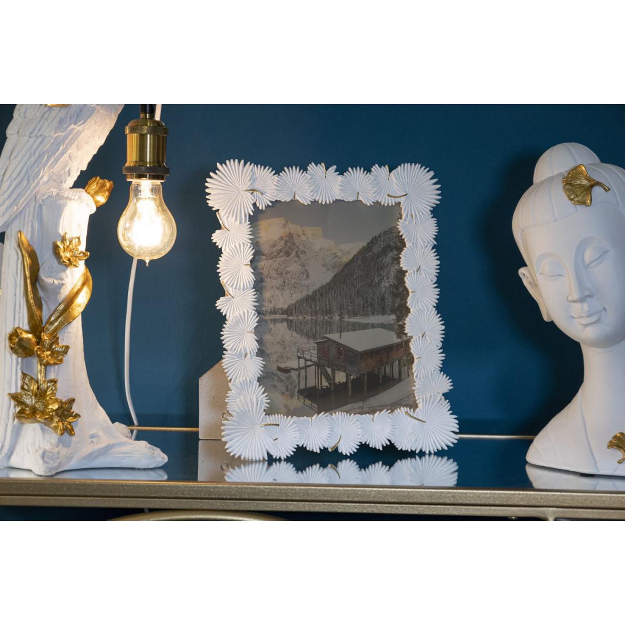 Voir la diapositive 5 : Paris Prix Cadre photo déco  feuilles de palmier  20x25cm blanc