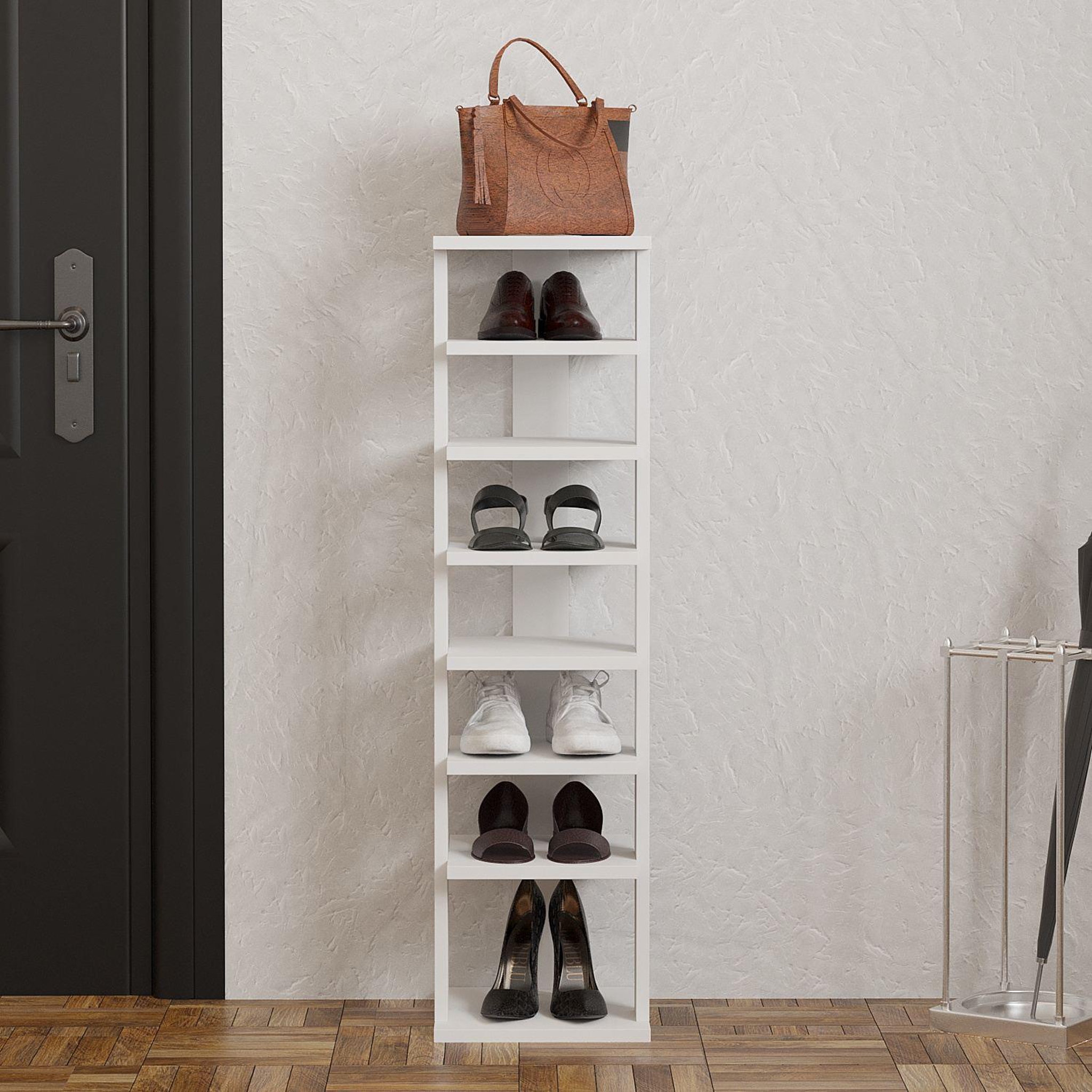 Voir la diapositive 3 : Habitat et Jardin Meuble à chaussures en bois  ayka  - 30 x 30 x 110 cm - blanc