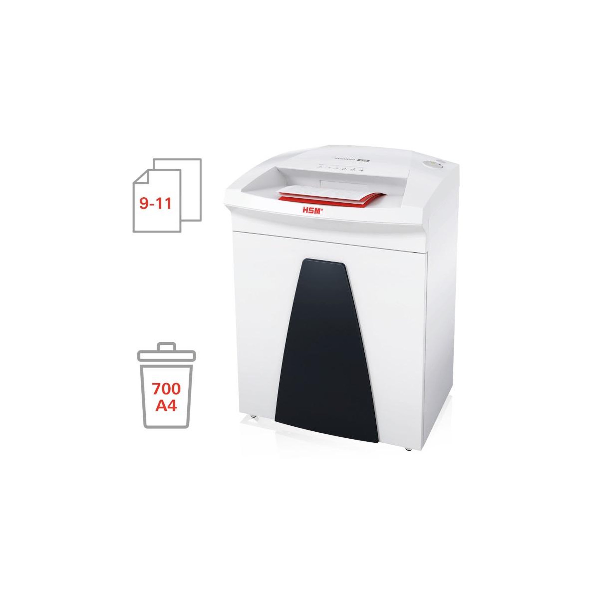 Voir la diapositive 3 : Hsm Destructeur de documents 9-11 feuilles coupes particules 1,9x15mm - 1802111