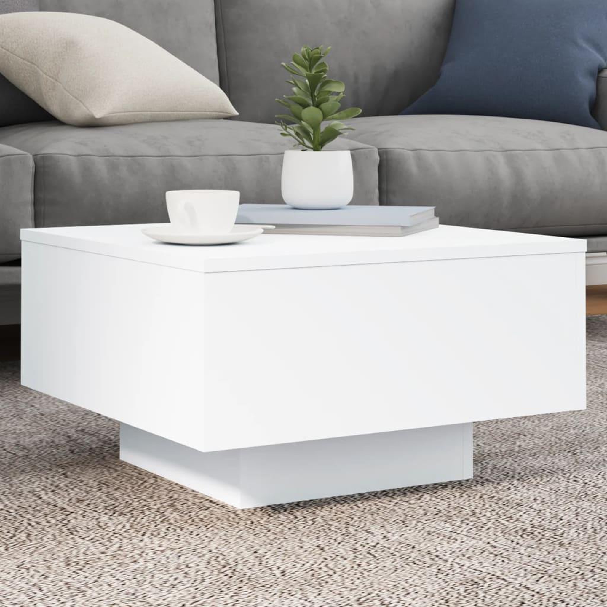 Voir la diapositive 1 : VIDAXL Table basse blanc 55x55x31 cm bois d'ingenierie