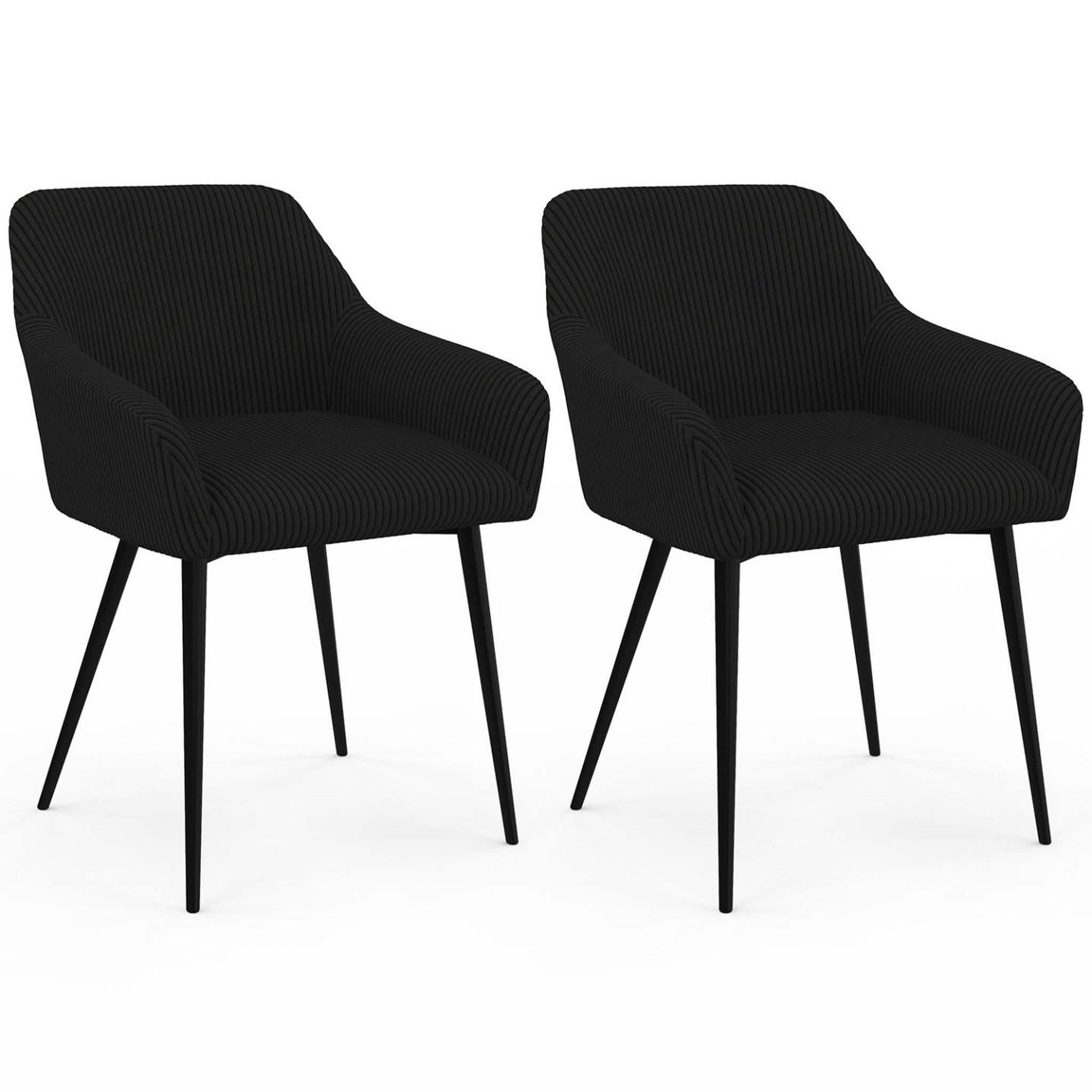 ID MARKET Lot de 2 chaises de salle à manger, fauteuils de table jany en velours côtelé noir