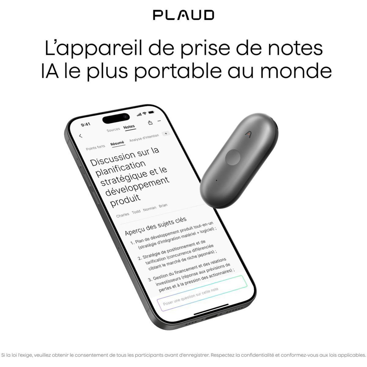 PLAUD DICTAPHONE Note Pin S Noir