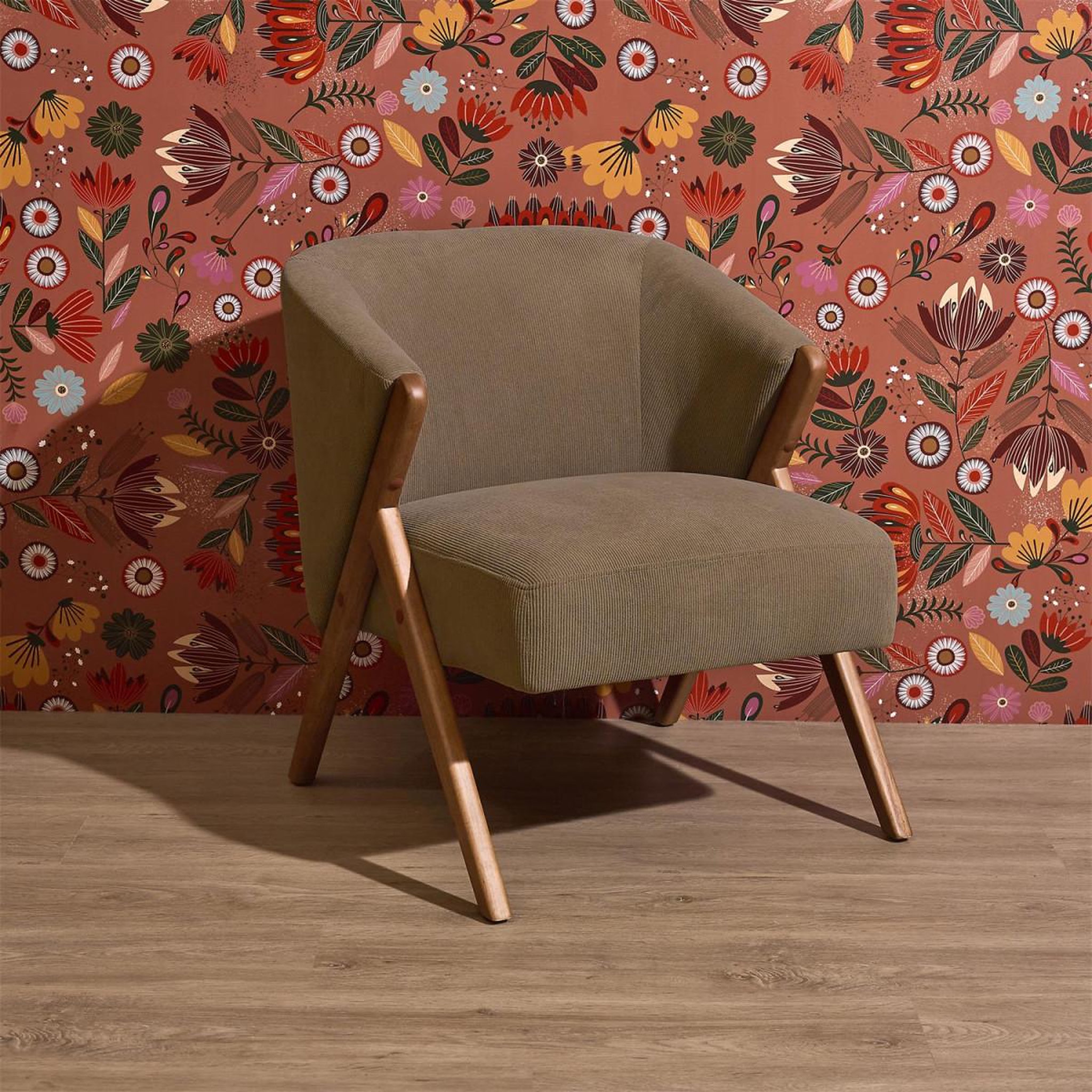 Voir la diapositive 4 : The Home Deco Factory Fauteuil design côtelé  jules  72cm taupe